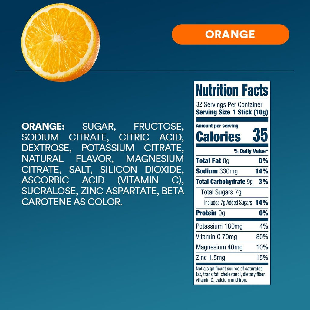 DripDrop Orange Electrolyte Powder, 8 oz sticks, 32 count X9