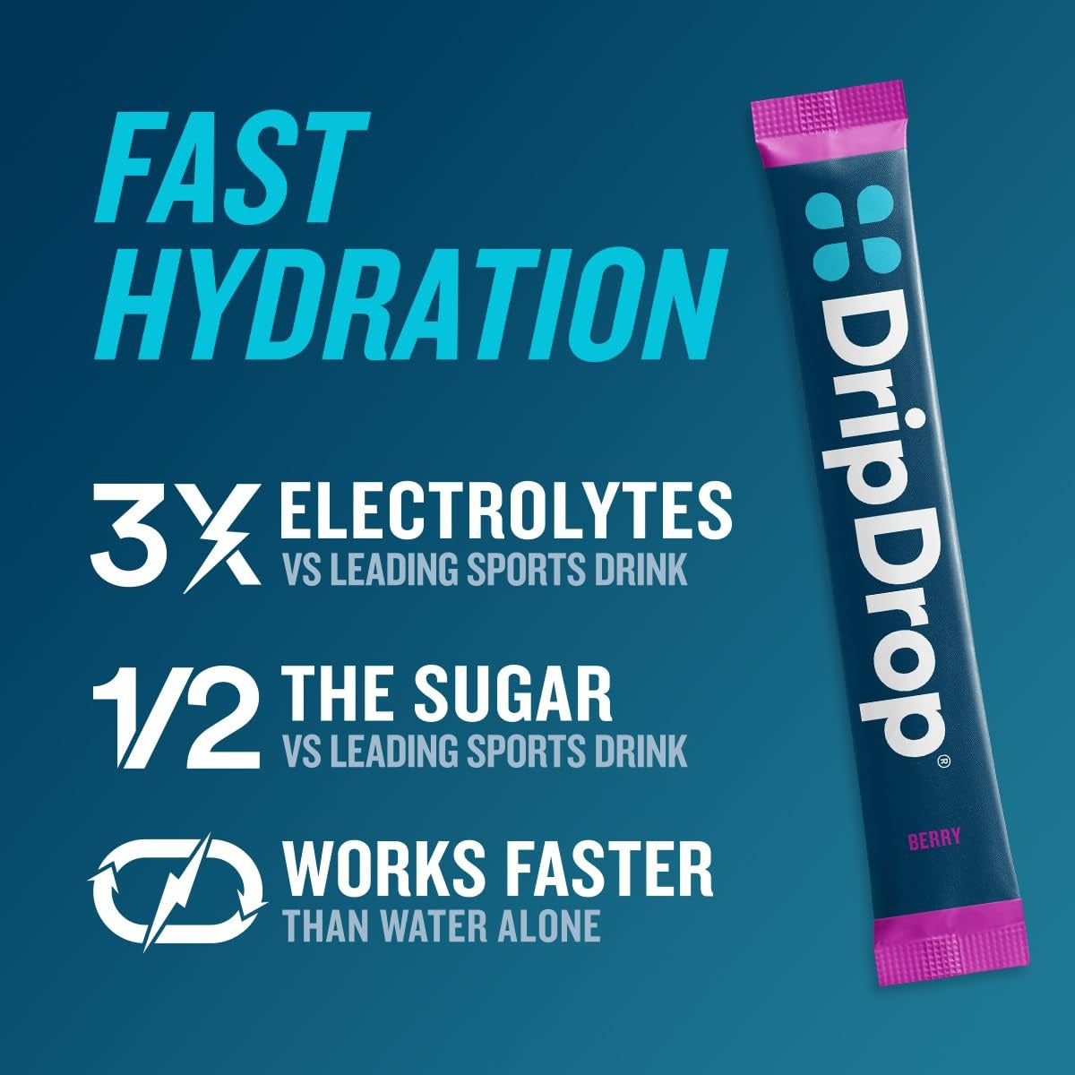 DripDrop Berry Electrolyte Powder, 8 oz sticks, 32 count Q6