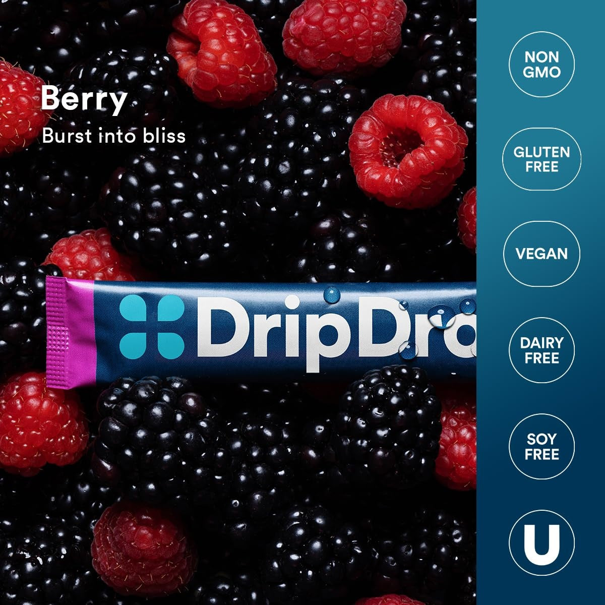 DripDrop Berry Electrolyte Powder, 8 oz sticks, 32 count Q6