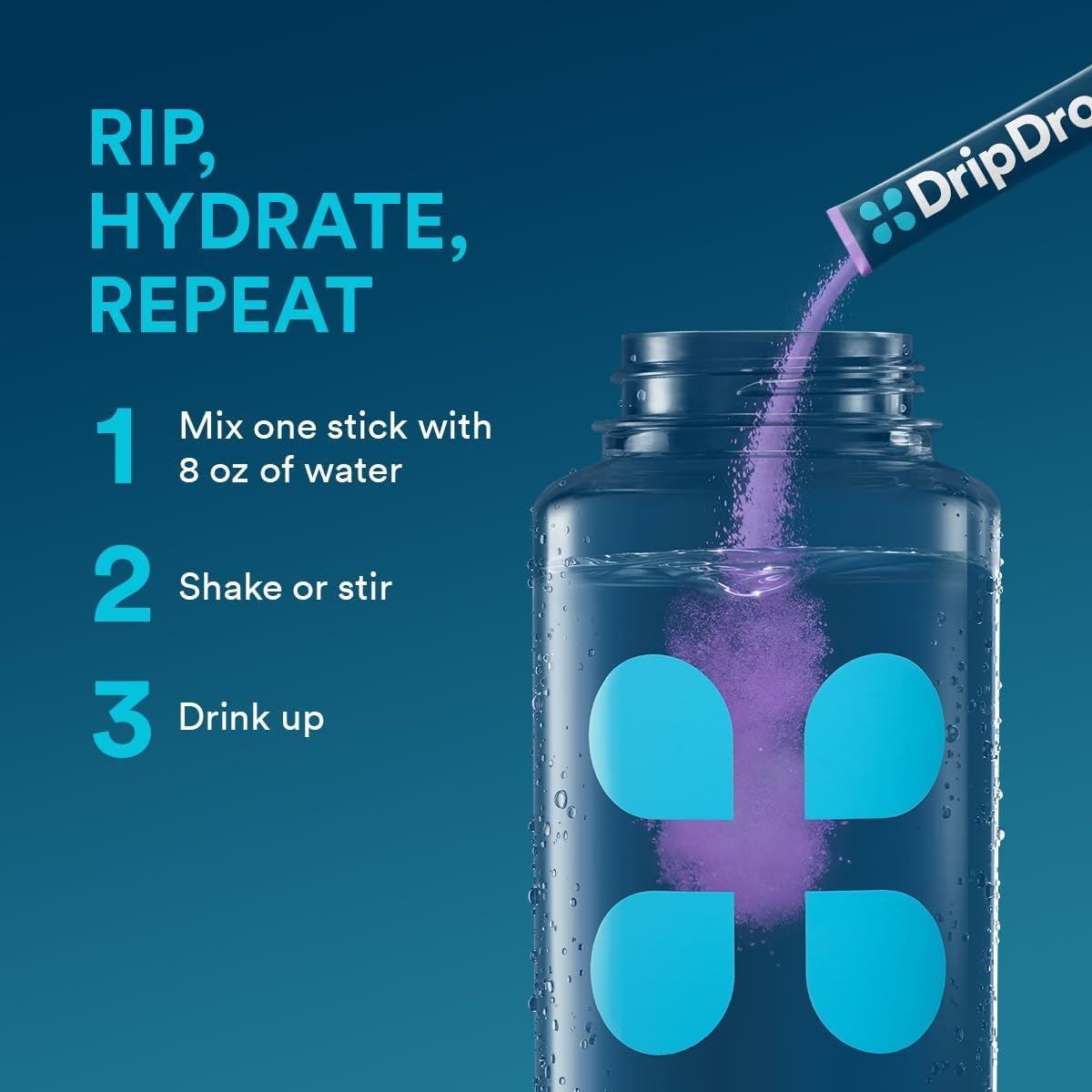 DripDrop Grape Electrolyte Powder, 8 oz sticks, 32 count N1
