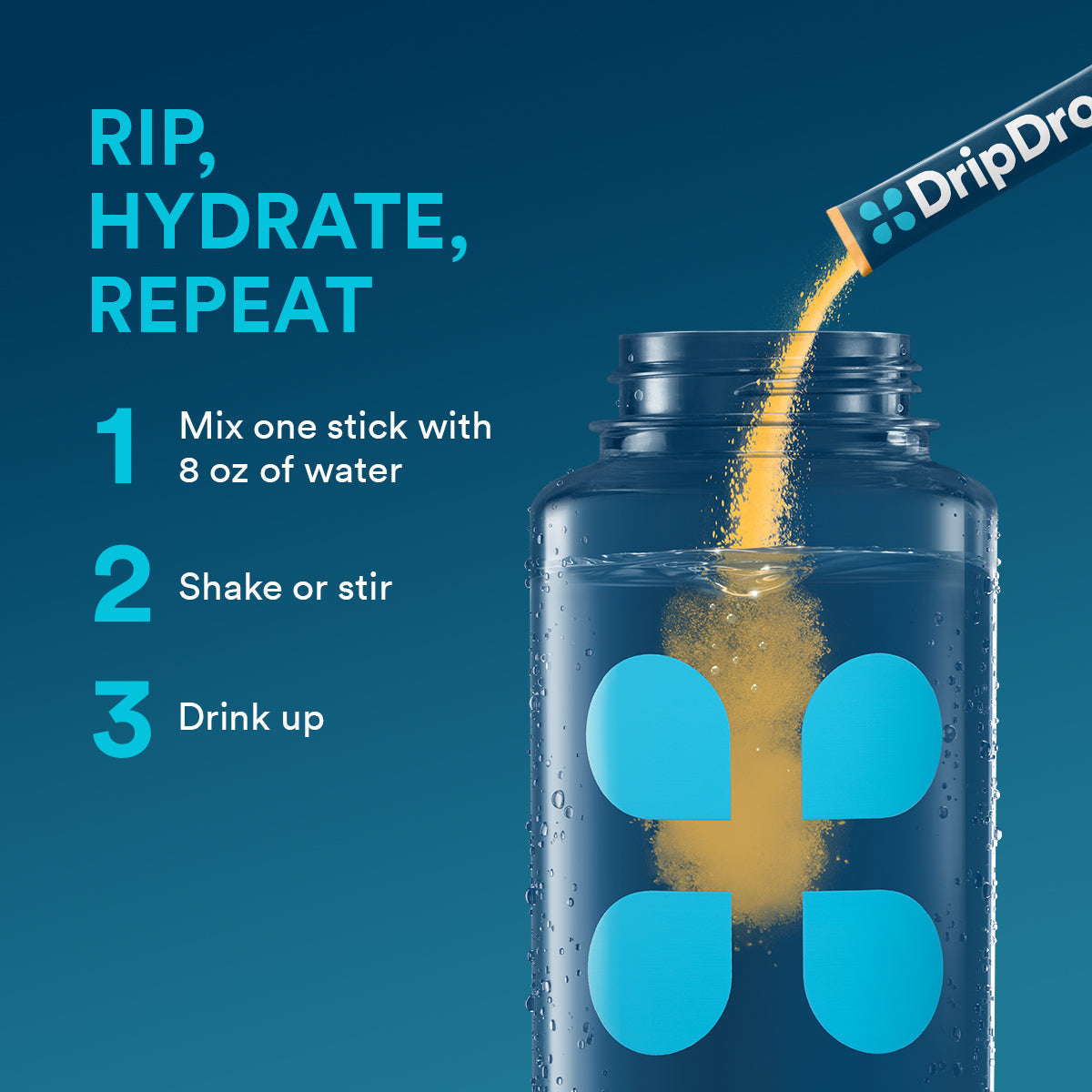 DripDrop Tropical Variety Pack Electrolyte Powder, 8 oz sticks, 16 count N6