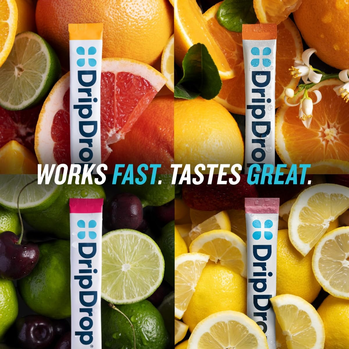 DripDrop Zero Sugar Citrus Variety Pack Electrolyte Powder, 8 oz sticks, 16 count Z9
