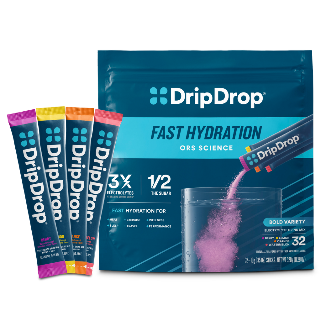DripDrop Bold Variety Pack Electrolyte Powder, 8 oz sticks, 32 count O6