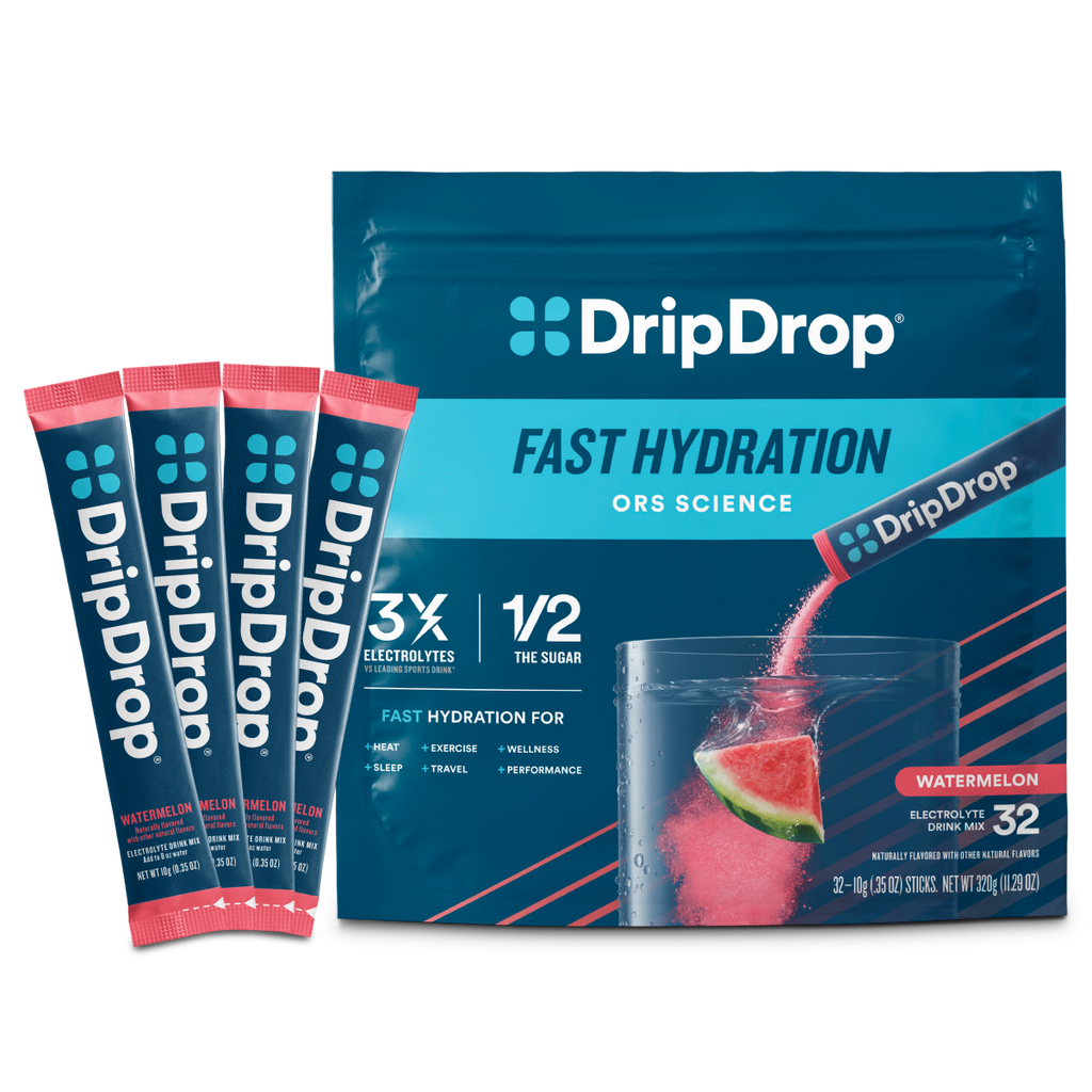 DripDrop Watermelon Electrolyte Powder, 8 oz sticks, 32 count I6