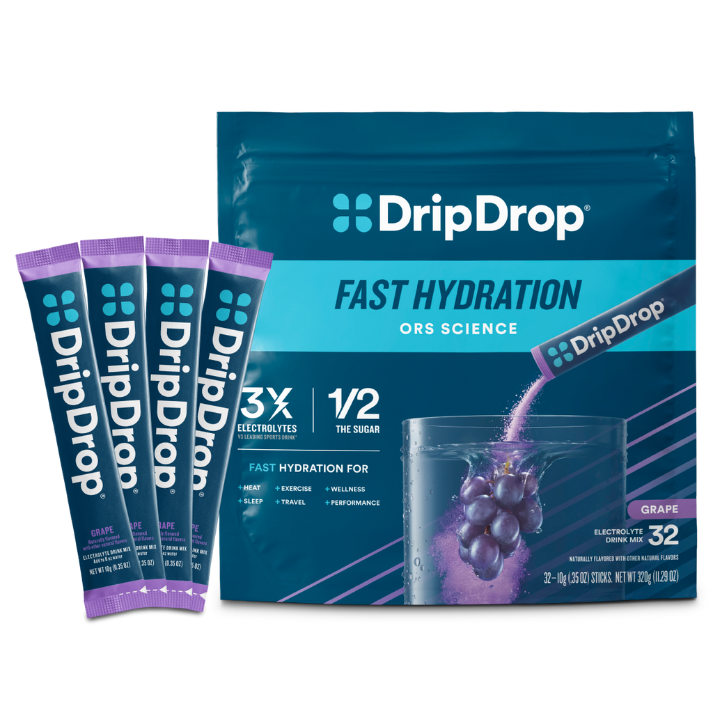 DripDrop Grape Electrolyte Powder, 8 oz sticks, 32 count N1