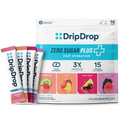 DripDrop Zero Sugar Plus, Strawberry Kiwi, Peach, Cherry Limeade, Wild Berry, 16 oz sticks, 16 count B4