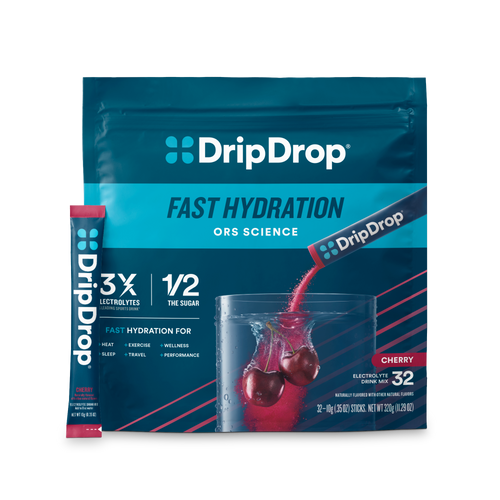 DripDrop Cherry Electrolyte Powder, 8 oz sticks, 32 count E8