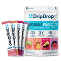 DripDrop Zero Sugar Plus, Strawberry Kiwi, Peach, Cherry Limeade, Wild Berry, 16 oz sticks, 8 count V4