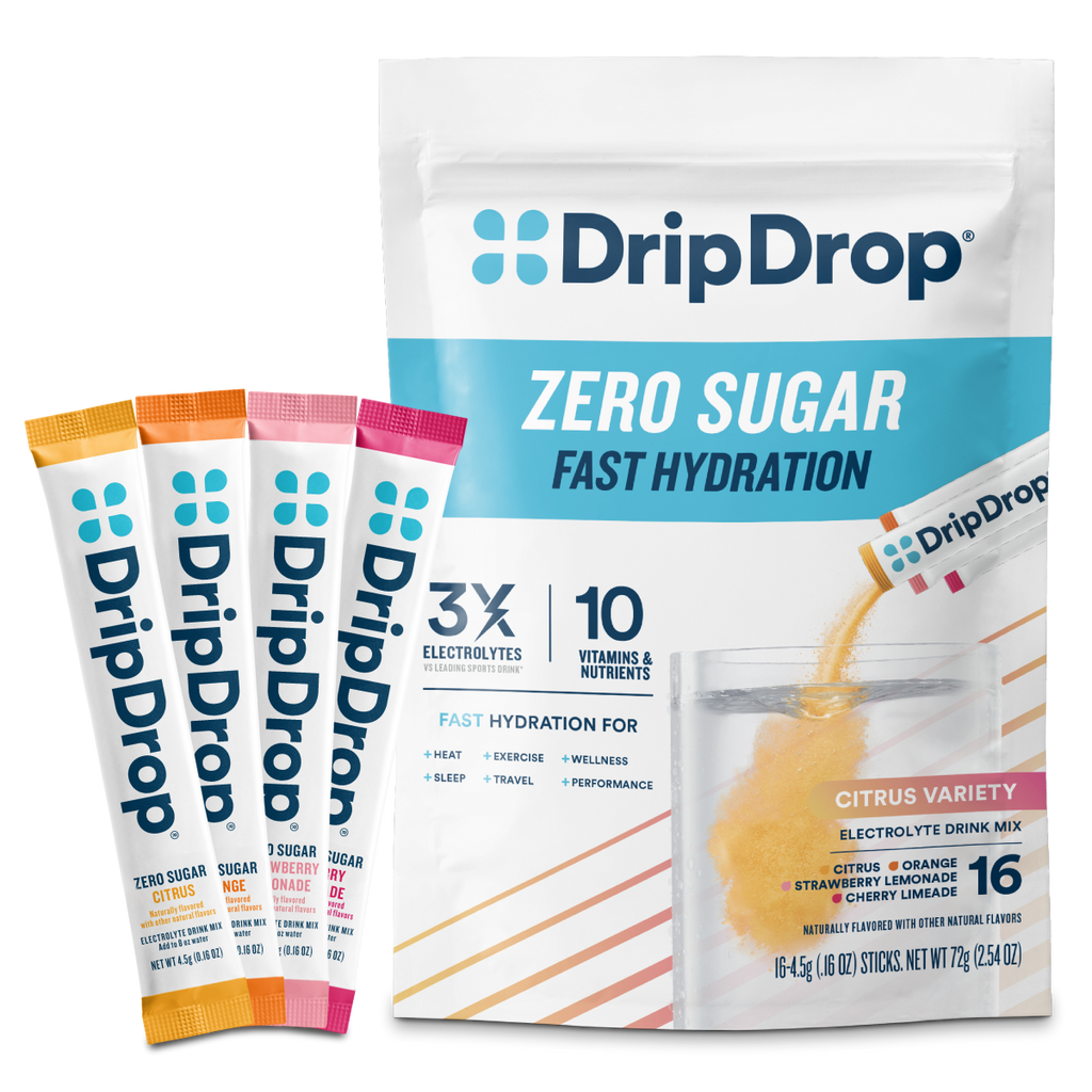 DripDrop Zero Sugar Citrus Variety Pack Electrolyte Powder, 8 oz sticks, 16 count Z9