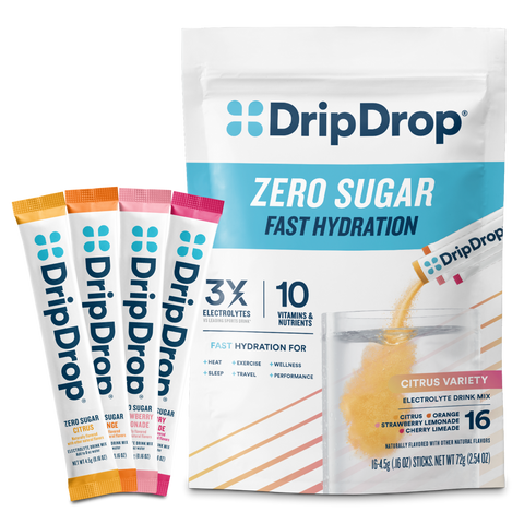 DripDrop Zero Sugar Citrus Variety Pack Electrolyte Powder, 8 oz sticks, 16 count Z9