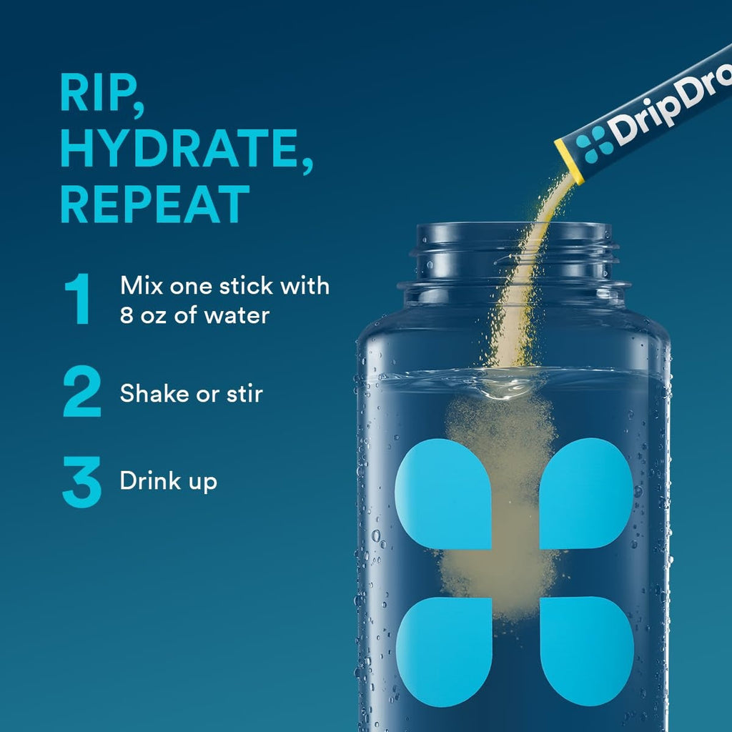 DripDrop Lemon Electrolyte Powder, 8 oz sticks, 32 count Y8